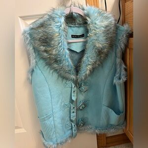 Blue fur vest size XL unizex